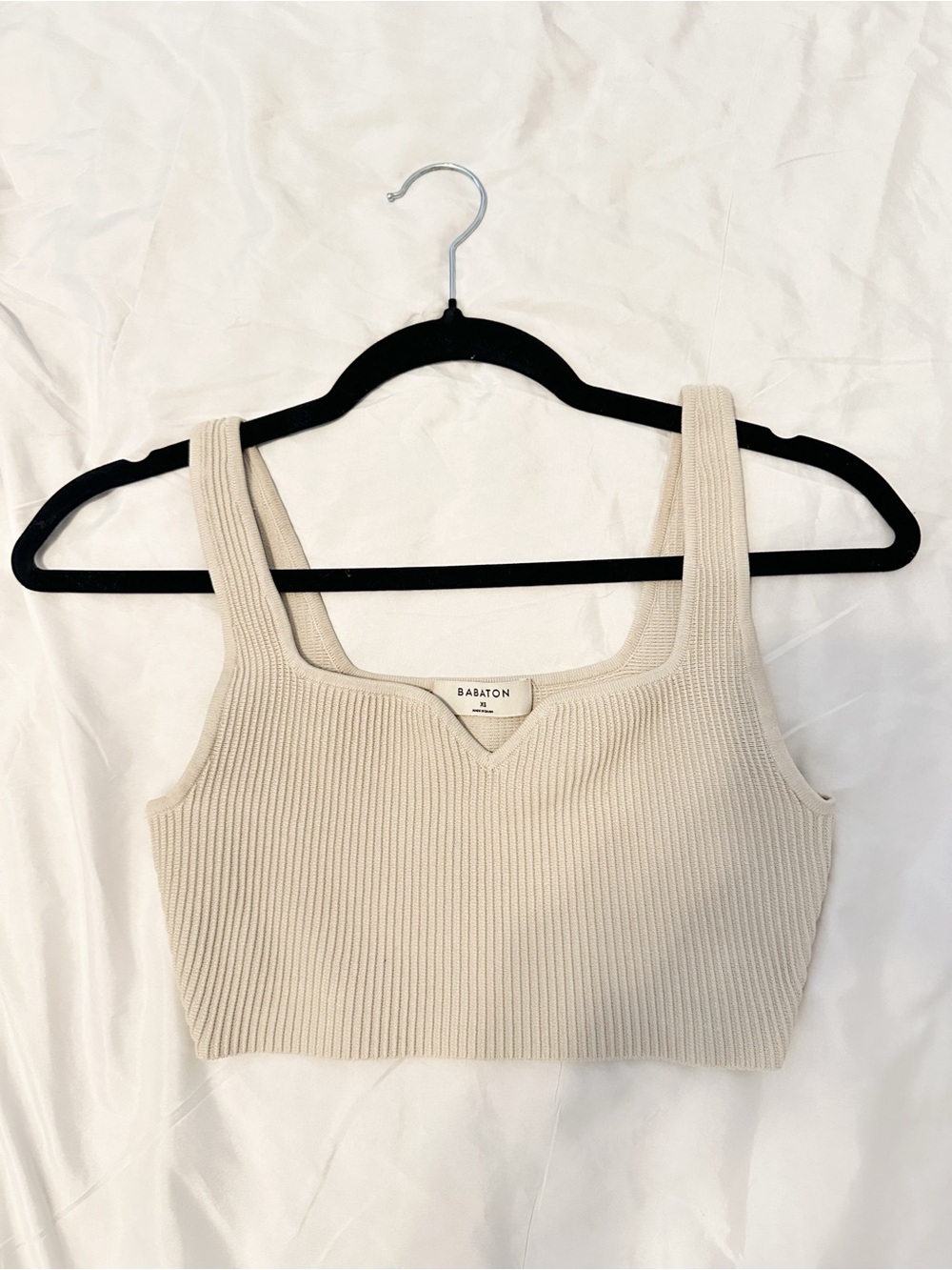 Babaton Camel Ribbed Square-Neck Crop Top - Picture 2 of 4